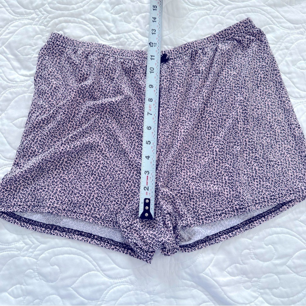 BCBGMaxAzria Pink Black Leopard Elastic Waistband Pajama Lounge Short Medium EUC - Picture 6 of 8